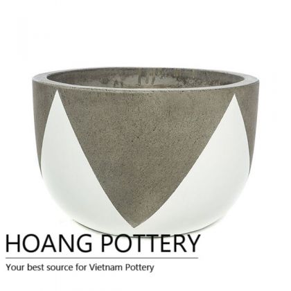 Short Round Cement Painting Pots - Crown Pattern (HPPC010)