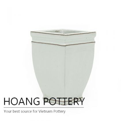 White Square pattern ceramic planter