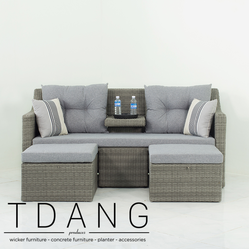 Madison Outdoor Wicker Loveseat with Ottoman