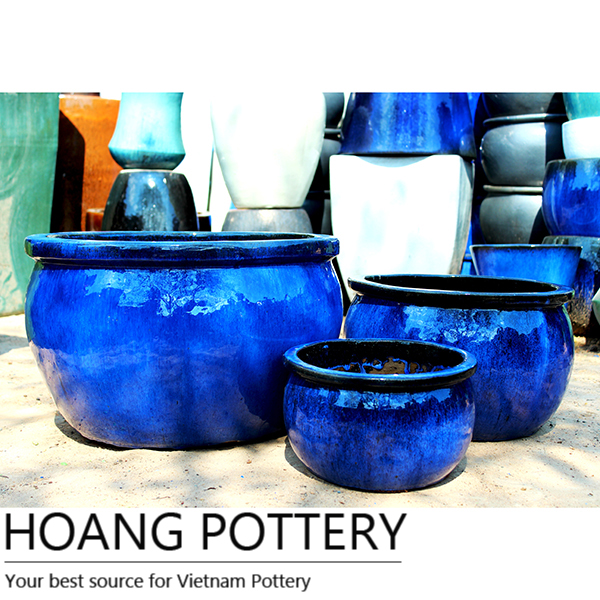 Aqua Blue Ceramic Glazed Flower Pots Aqua Blue Ceramic Glazed Flower Pots