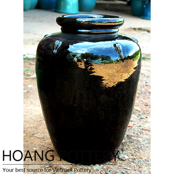 Black Ceramic Glazed Pottery Flower Pots