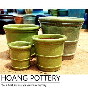 Ceramic Glazed Pots with Two Rings (HPTR017)