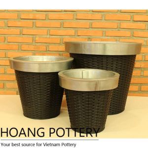 Beautiful Design Zinc Wicker Planter (HPW028)