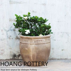 Cheap Beautiful Coin pattern Clay Flower Pots (HPTC087)