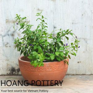Pattern Red Terracotta Bowl Pot (HPTC010)