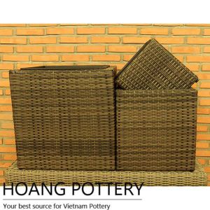 Quality Cube Wicker Flower Pot (HPW052)