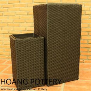 Square Tall Wicker Planter (HPW057)