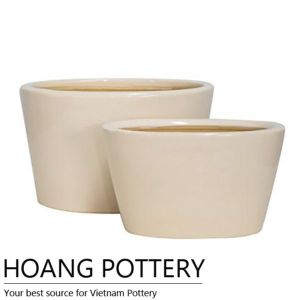 Cream Glazed Ceramic Bonsai Pot (HPIP025)