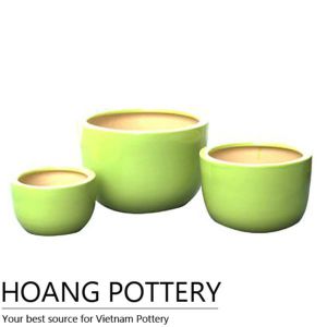 Green Glazed Ceramic Bonsai Pot (HPIP009)