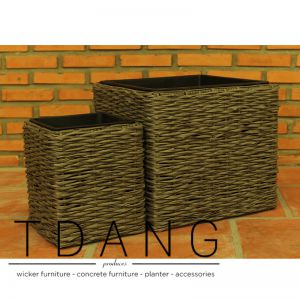2 Piece Square Wicker Assorted Size Planter Set (TDW042)