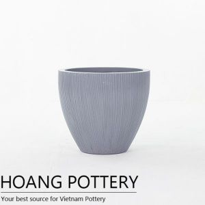 Vertical lines Light Cement Egg Pots HPLC206