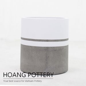 Cylinder Cement Painting Pots - Two Stripes