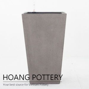 Raw concrete tapered square planters