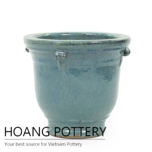 Aqua blue ceramic cup design pot