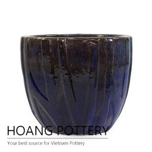 Eggplant color round ceramic pot