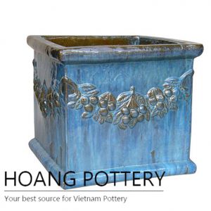 Grape blue ceramic cube planter