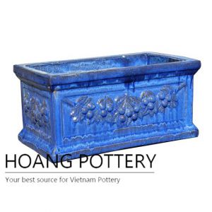 Grapes rectangular ceramic flower pot