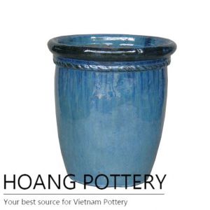 Top rope blue ceramic planter