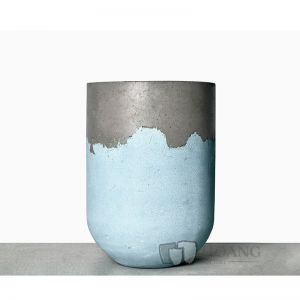 Blue and grey round tall pot