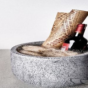 Round grey cement pot