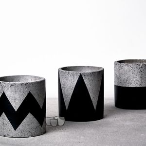 Small Size Hand Painting Cement Cylinder Pots