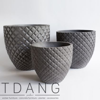 Light Cement Low Diamond Pots( C4BD7065)