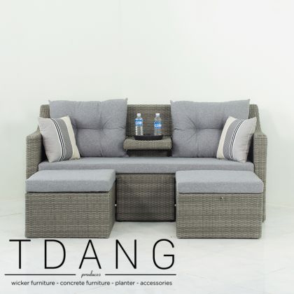 Madison Outdoor Wicker Loveseat with Ottoman (Code 3015)