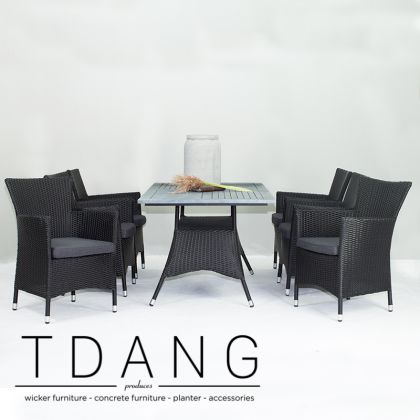 Pasadena 7 Piece Dining Set - Black (Code TD1007)