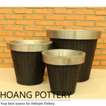 Beautiful Design Zinc Wicker Planter (HPW028)