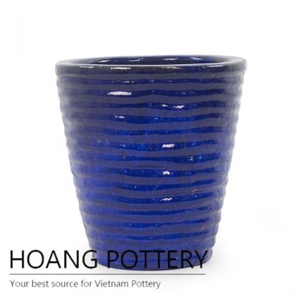 Black Glazed Ceramic Wave Pots Outdoor (HPTR024)