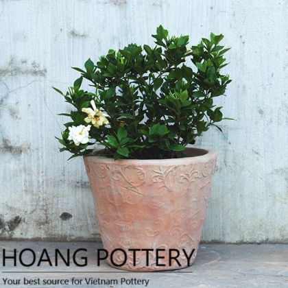 Round Red Terracotta Pattern Garden Planters (HPTC058)
