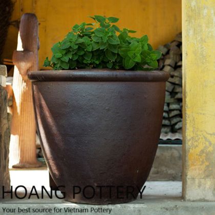 Antique Shape Black Clay Flower Pot (HPHP014)