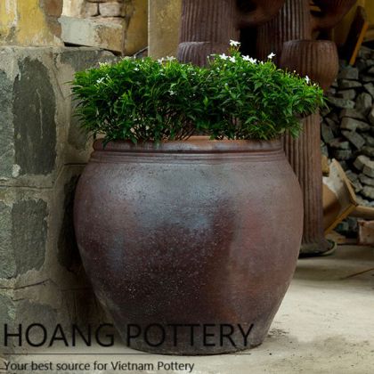 Round Black Clay Garden Decor (HPHP056)