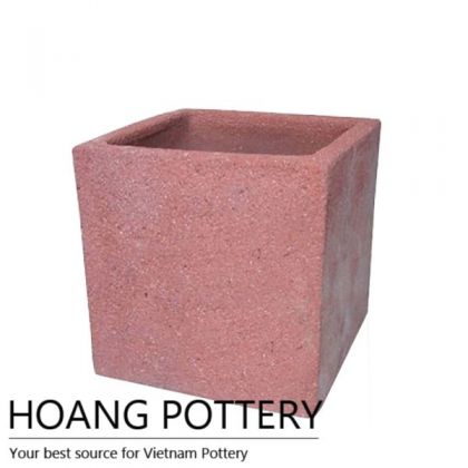 Square Design Sandblasted Flower Planter (HPSB053)