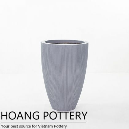 Vertical lines Light Cement Tall egg Pots HPLC203