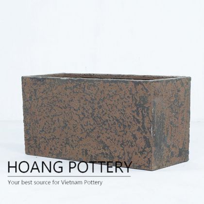 Rectangular low rustic cement planter ( HPR024)