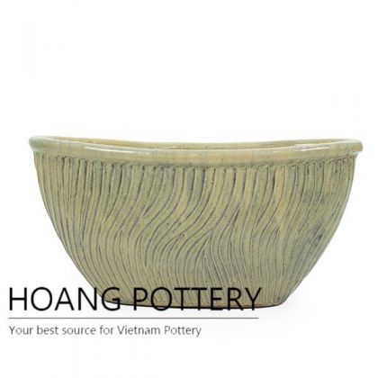 Beautiful aqua yellow boat ceramic planter