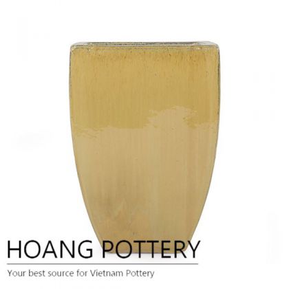 Low Square Yellow Ceramic Planters