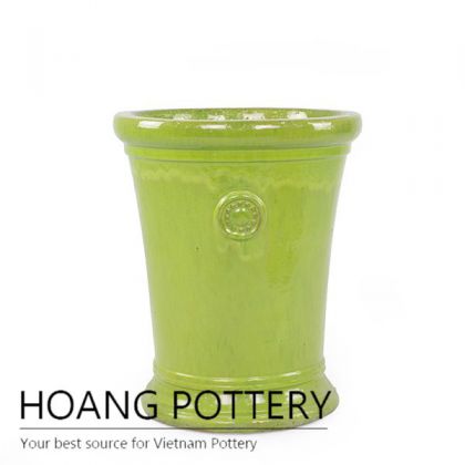 Small green ceramic garden planter