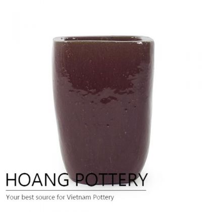 Vietnamese red square ceramic flower pot