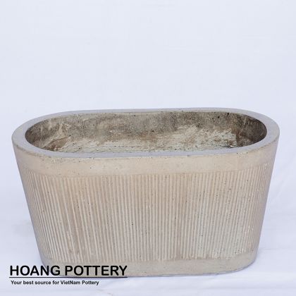 Elip-Shaped Natural Cement Pot