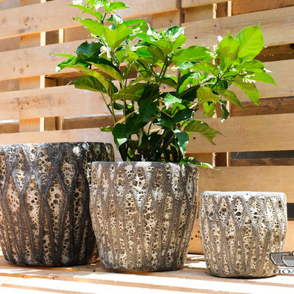 Grey rustic cylinder pots